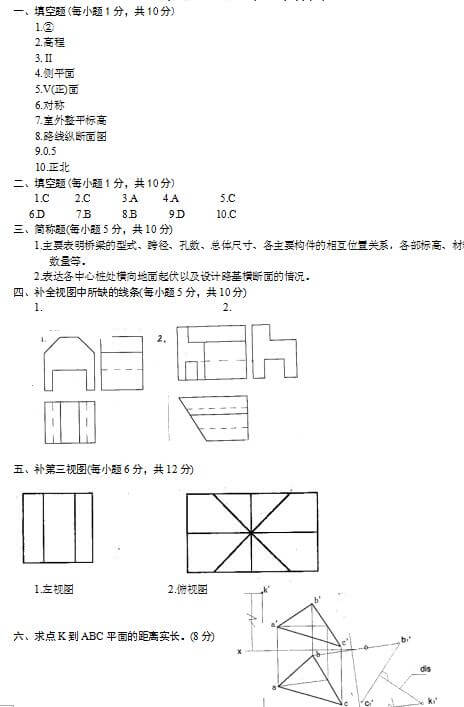 c06.jpg 2019年自考《画法几何及工程制图》试题及答案(图6)