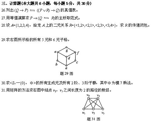 全国2010年4月高等教育离散数学自考试题(图6) 全国2010年4月高等教育离散数学自考试题(图6)