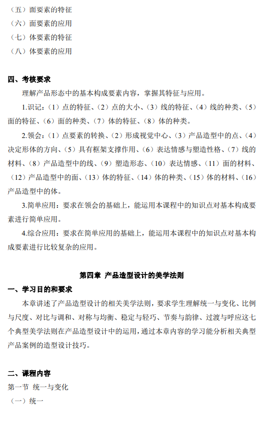 上海市高等教育自学考试工业设计专业（高职专科）（460105）产品造型基础（04853）自学考试大纲(图9)