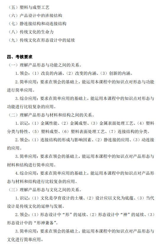 上海市高等教育自学考试工业设计专业（高职专科）（460105）产品造型基础（04853）自学考试大纲(图14)